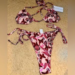 Graham Swim, Small, 2 piece swimsuit.Red and pink, new with tags+discount card.